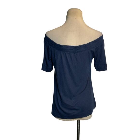 Splendid blue short sleeves off shoulders top size small - Picture 2 of 15